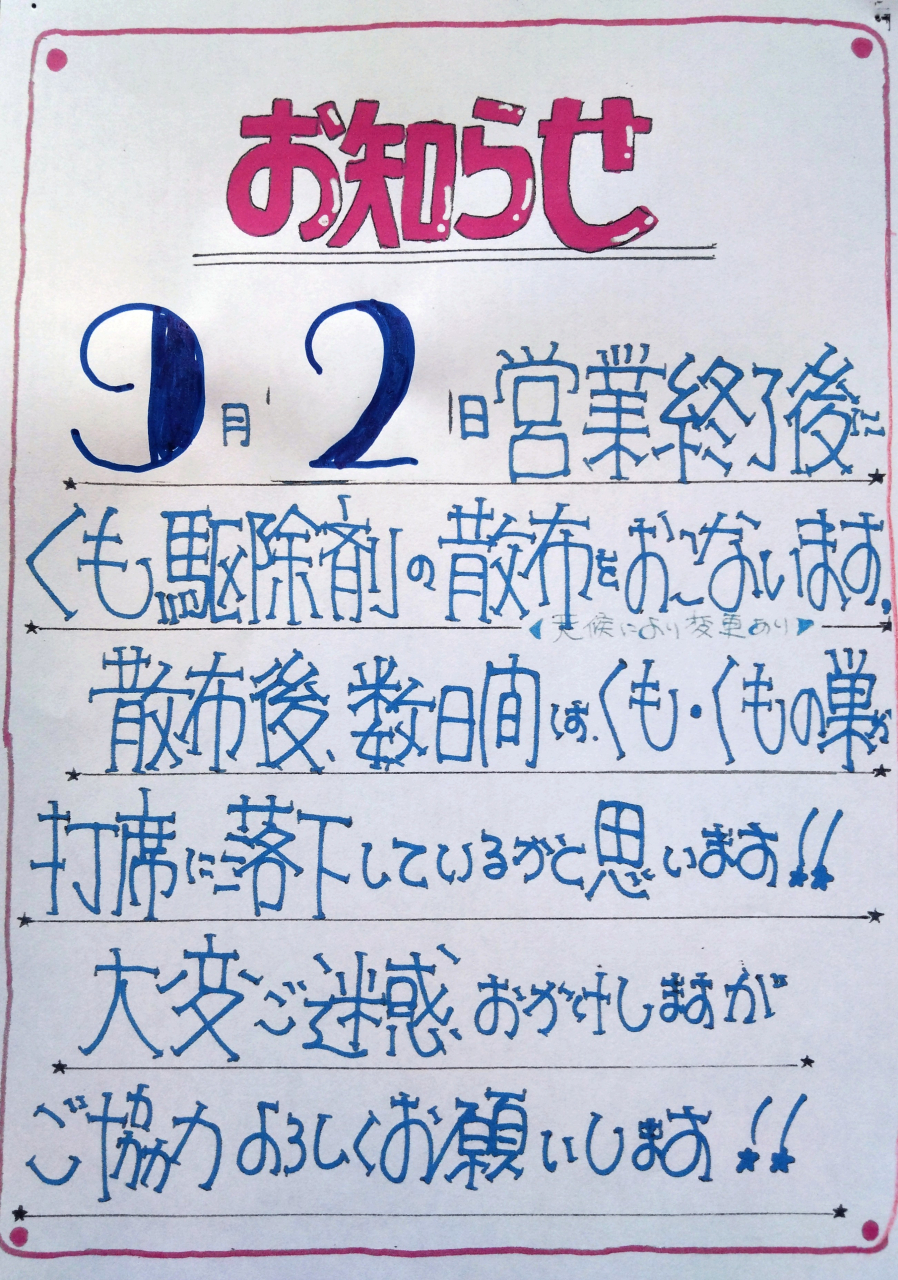 クモの駆除